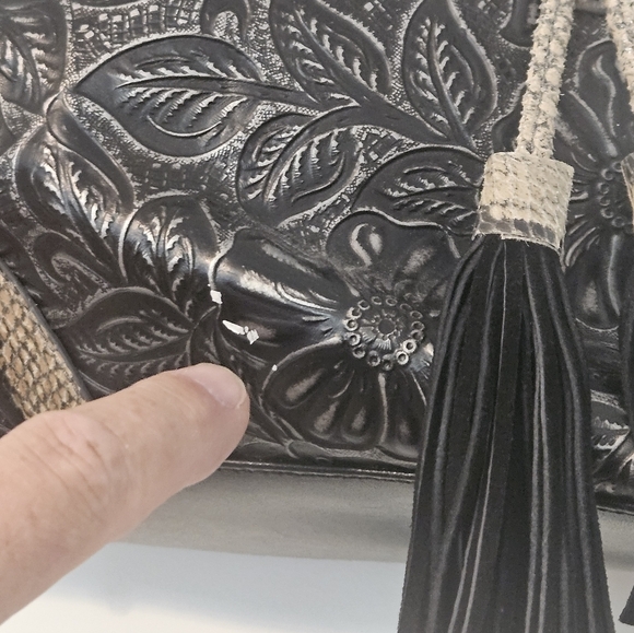 Sharif Studio Tooled Leather Earth Tone Shoulder Bag Purse - Picture 5 of 12